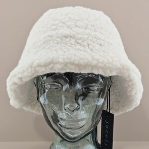 Jocelyn Bucket Hat Ivory Sherpa Faux Shearling Cottagecore Fall Winter Outdoor